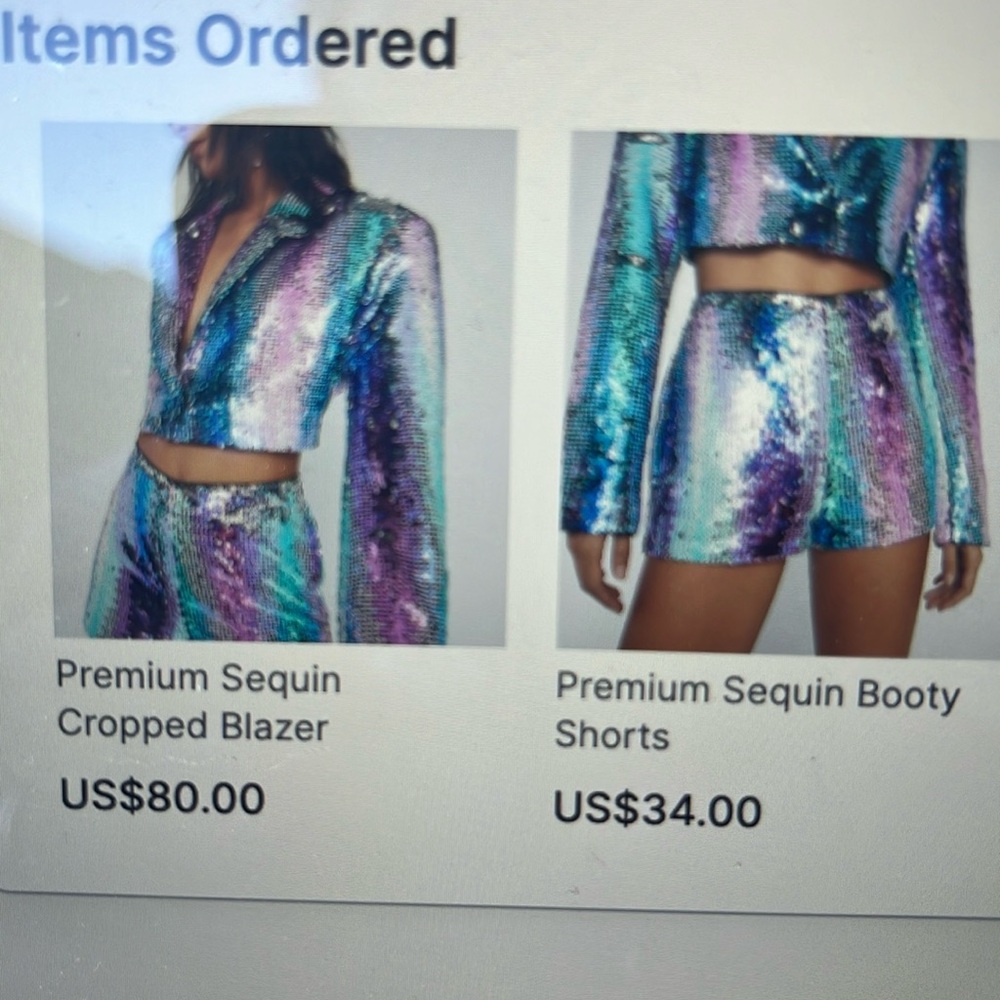 Sparkly shorts and blazer